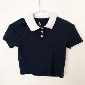 Pacsun navy collared crop top